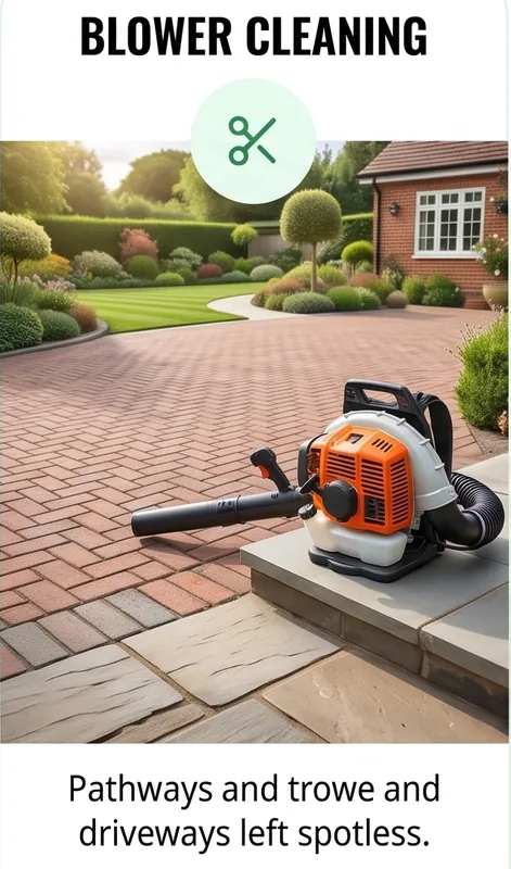 Blower cleaning garden debris QLD